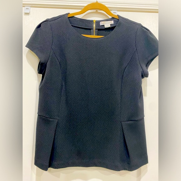 Liz Claiborne ladies black textured peplum top Size Large - Picture 1 of 4